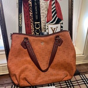 MCM Orange and Brown Tote Bag